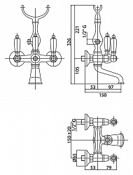 Смеситель Caprigo Adria Classic 03-011-vot для ванны с душем