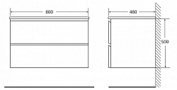 База под раковину подвесная BelBagno LUCE-800-2C-SO-ST Stucco Cemento Leggero