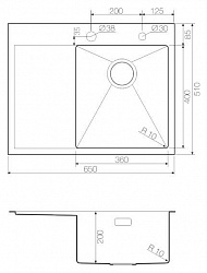 Мойка кухонная Omoikiri Kirisame 65-IN-R нержавеющая сталь