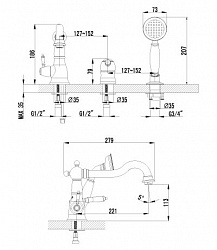 Смеситель Lemark Vintage LM4845B на борт ванны