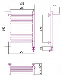 Полотенцесушитель электрический Сунержа Богема 00-0507-6040 60x40 с полкой R