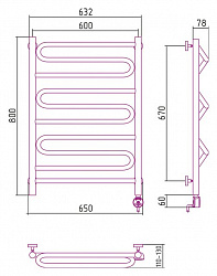 Полотенцесушитель электрический Сунержа Элегия 80x60 R