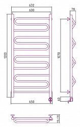 Полотенцесушитель электрический Сунержа Элегия 120x60 R