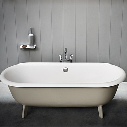 Отдельностоящая ванна Agape Ottocento Small 155x77.5x58 см, слив-перелив полированный хром, цвет: светло-серый