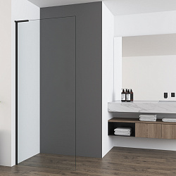 Душевая перегородка Волк-Ин (Walk-In) VSW-7HA900CLB, 900*2000, черный матовый, стекло прозрачное