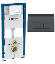 Инсталляция Geberit Duofix для подвесного унитаза, 112 см, со смывным бачком Delta 12 см, смывная клавиша Delta50 черный глянцевый 458.128.DW.1