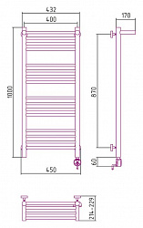 Полотенцесушитель электрический Сунержа Богема 00-0507-1040 100x40 с полкой R