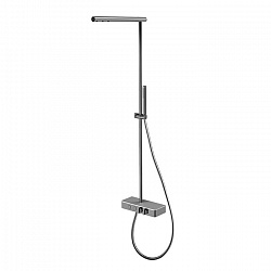 Carlo Frattini Switch Душевая стойка с термостатическим смесителем, верхним душем с 3 струями, ручн душ и шлангом 1500мм, стекло белое, цвет: хром