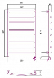 Полотенцесушитель электрический Сунержа Галант 100x60 R