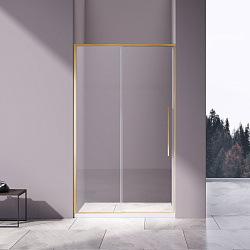 Душевая дверь Слим-Н (Slim-N) VDS-4SN120CLG, 1200, брашированное золото, стекло прозрачное