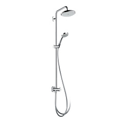 HG Croma Душевая система Showerpipe: верхний душ 220 1jet, ручной душ, штанга для душа, держатель, цвет: хром1955