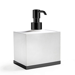 3SC Snowy Дозатор для жидкого мыла, настольный, цвет: белая эко-кожа/черный матовый2216