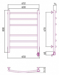 Полотенцесушитель электрический Сунержа Галант 80x60 R
