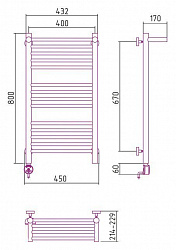 Полотенцесушитель электрический Сунержа Богема 00-0506-8040 80x40 с полкой L