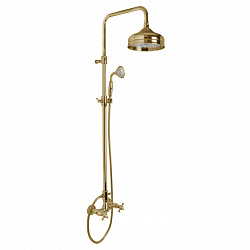 Carlo Frattini Elizabeth Душевая стойка, в комплекте: стойка, ручной душ, шланг, верхняя лейка, цвет: золото