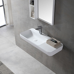 Раковина Солид Серфейс (Solid Surface) Vincea VWB-6S590MW, 900*400*120, подвесная, цвет белый матовый