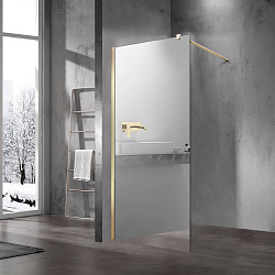 Душевая перегородка Волк-Ин (Walk-In) VSW-1H900MRG, 900*2000, брашированное золото, стекло зеркальное