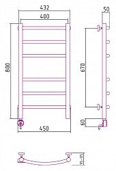 Полотенцесушитель электрический Сунержа Галант 80x40 L