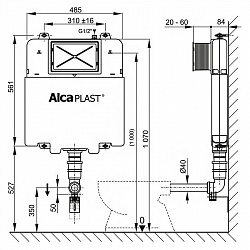Смывной бачок скрытого монтажа AlcaPlast Basicmodul Slim A1112