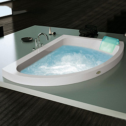 Акриловая гидромассажная ванна Jacuzzi Aquasoul Offset R+C 150x100x57 см встраиваемая, Dx, смеситель, цвет: белый/хром