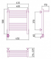 Полотенцесушитель электрический Сунержа Богема 00-0507-5040 50x40 с полкой L