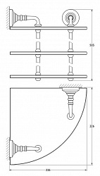 Полка 3SC Stilmar STI 019 угловая, 3-х ярусная, хром