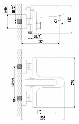 Смеситель Lemark Melange LM4914CW для ванны с душем