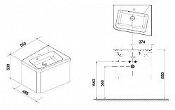 Тумба с раковиной Ravak SD 10° 55 темный орех R