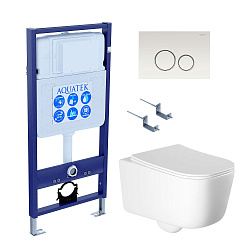 SET AQUATEK ЛУГАНО-015 4в1 (рама AQUATEK Standard INS-0000012+ кркпеж KKI-0000002+клавиша KDI-0000015+унитаз ЛУГАНО AQ2002-00 с тонким сиденьем soft-close)