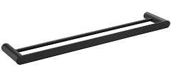 Двойной держатель для полотенец, 600х115 мм, нержавеющая сталь AISI 304, черный матовый (шагрень)