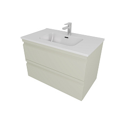 AQ77080-GS Комплект мебели: Тумба 80см ВЕГА с раковиной AQ0480-00, 2 ящика,  цвет шалфей зеленый