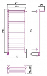 Полотенцесушитель электрический Сунержа Богема 00-0506-1040 100x40 с полкой L