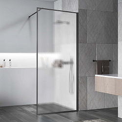 Душевая перегородка Волк-Ин (Walk-In) VSW-1HP110FLGM, 1100*2000, вороненая сталь, стекло рифленое