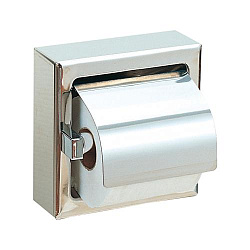Держатель для 1 рулона туалетной бумаги с крышкой квадратный из нержавеющей стали глянцевый