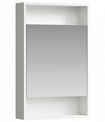 Универсальный левый/правый зеркальный шкаф с одной дверью и двумя открытыми полками, цвет дуб канадский SIT0405DK