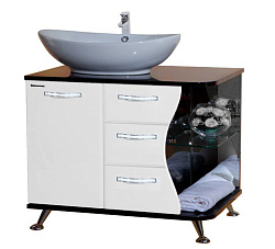 Рио-90 тумба с 3 ящ. комбин. черая/белая лев.