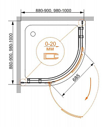 Душевой уголок CEZARES BERGAMO-W-R-1-90-ARCO-C-Cr-L-IV