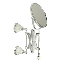 OLIVIA Зеркало оптическое настенное пантограф, L23-63 см. керамика белая, хром