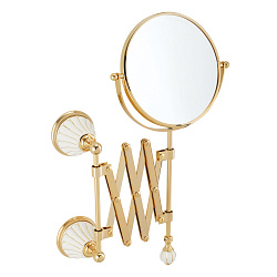 OLIVIA Зеркало оптическое настенное пантограф, L23-63 см. керамика белая с декором золото, золото