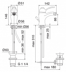 Смеситель Treemme Miss 3M1620.CR для биде