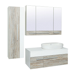 Комплект мебели для ванной Руно Runo Вудлайн 100 /подвесной/ c  умывальником Moduo 50 square