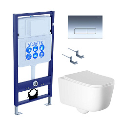 SET AQUATEK ЛУГАНО-016 4в1 (рама AQUATEK Standard INS-0000012+ кркпеж KKI-0000002+клавиша KDI-0000016+унитаз ЛУГАНО AQ2002-00 с тонким сиденьем soft-close)