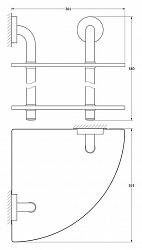 Полка Ellux Elegance ELE 052 2-х ярусная угловая, 26 см