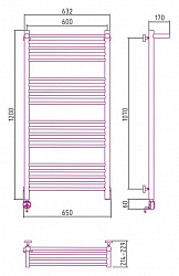 Полотенцесушитель электрический Сунержа Богема 00-0506-1260 120x60 с полкой L