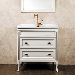 Мебель для ванной La Beaute Vivien Cassetto 80 белый с патиной, фурнитура бронза