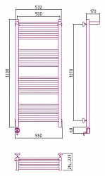 Полотенцесушитель электрический Сунержа Богема 00-0506-1250 120x50 с полкой L