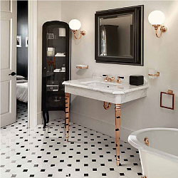 Devon Epoque Консоль раковину 103/100xh86x60 см со столешницей из белого mрамора bianco carrara с 3 отв, с керам. раковиной York ножки золото2092
