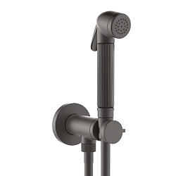 BOSSINI NIKITA Гигиенический душ с прогрессивным смесителем, лейка металлическая, шланг Cromolux, цвет черный матовый2243