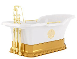 IMPERO PODIUM Ванна 180x87хH76 см. бел, подиум золото, слив/перелив золото+ 2 дек." MIGLIORE"