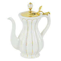 OLIVIA Кувшин керамика белая с золотым декором/крышка золото